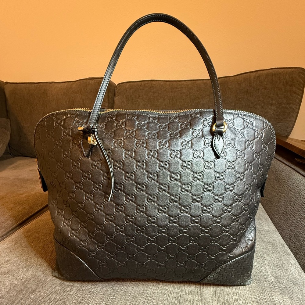 Gucci Black Leather Guccissima Bree Shoulder Bag